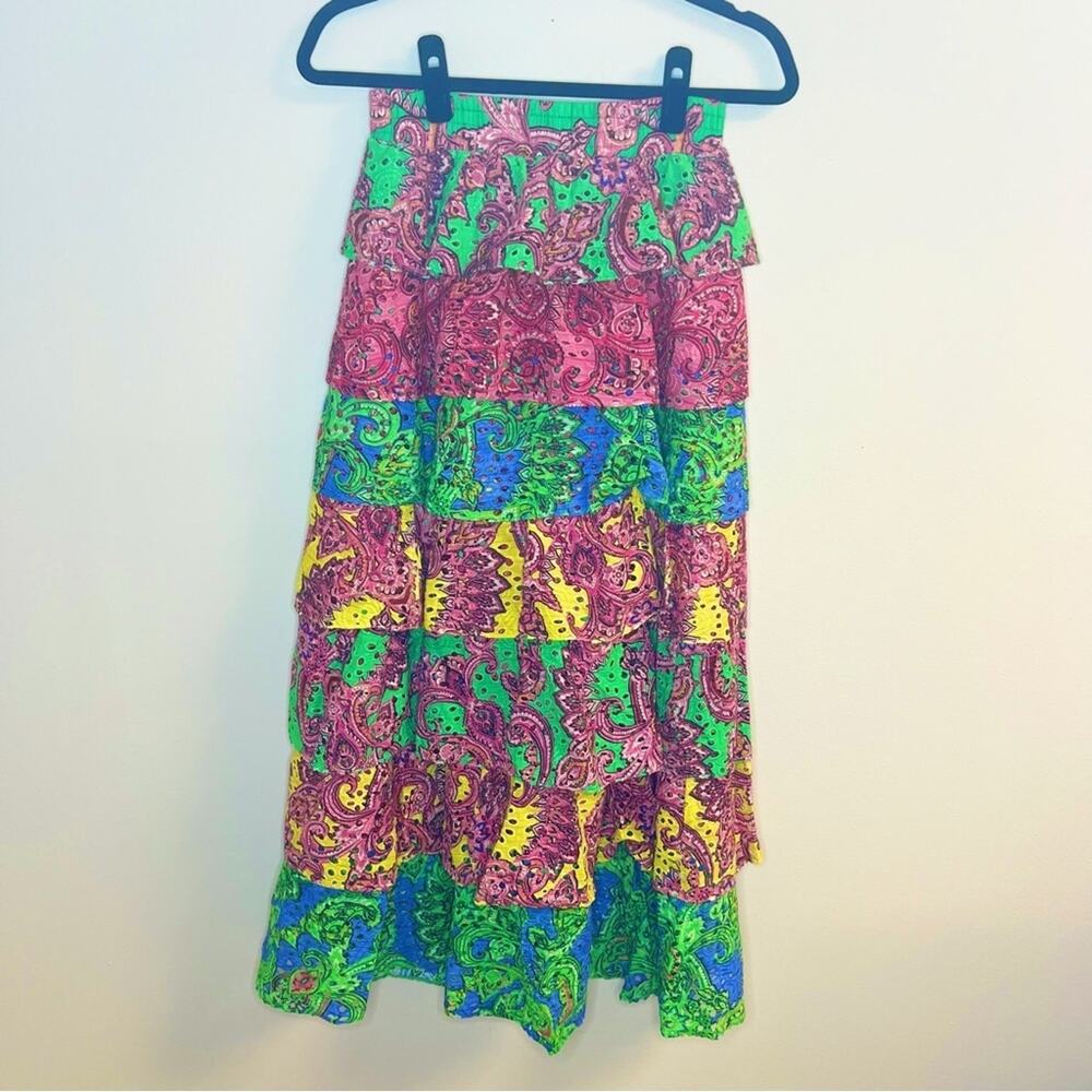 Alice + Olivia SET Jia tiered skirt & Crawford smocked Crop Top Size XS / 2 - Picture 6 of 15